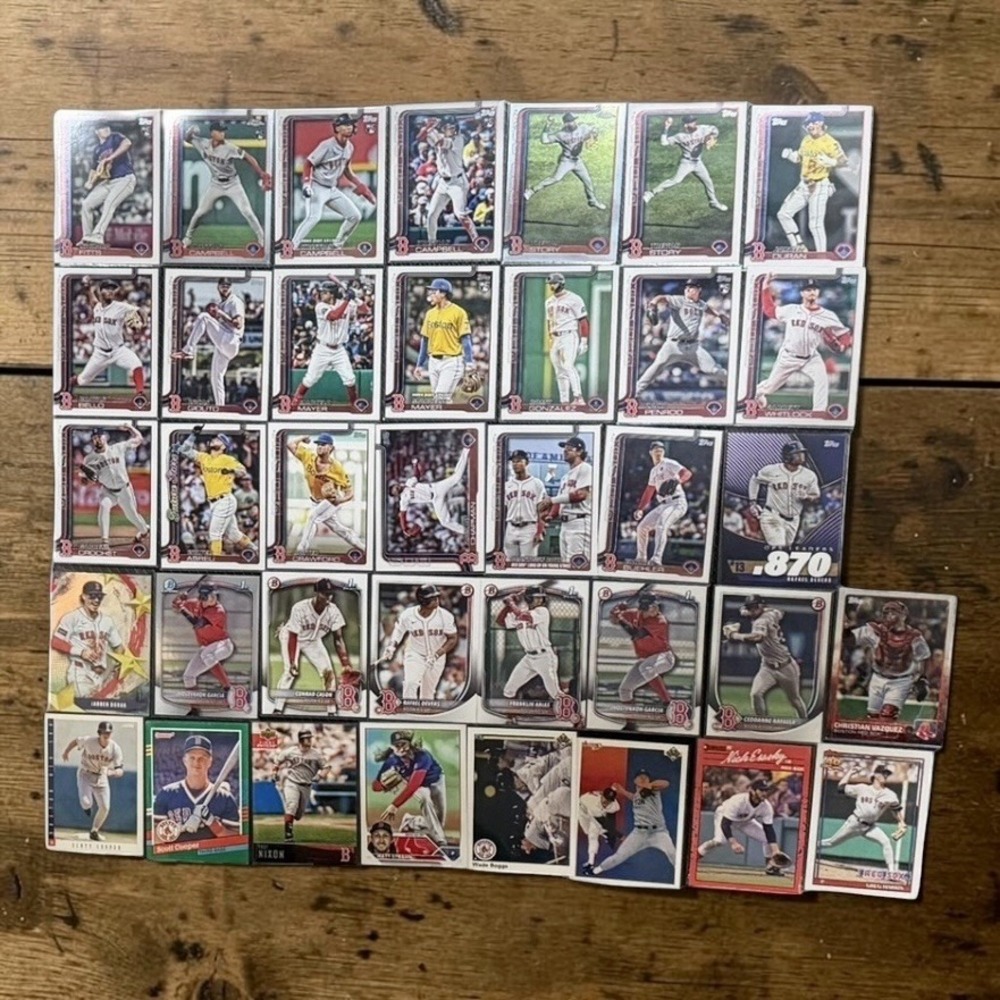 Boston Red Sox Card Lot (37) Mixed Years Topps Bowman Donruss Fleer MLB